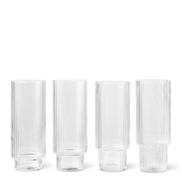 Ripple Long Drink Glasses, set 4 pcs